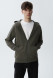 Black color men's three-thread hoodie with a zipper 